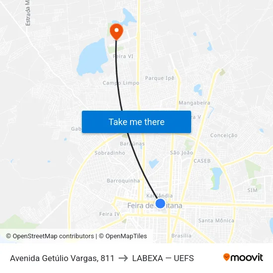 Avenida Getúlio Vargas, 811 to LABEXA — UEFS map