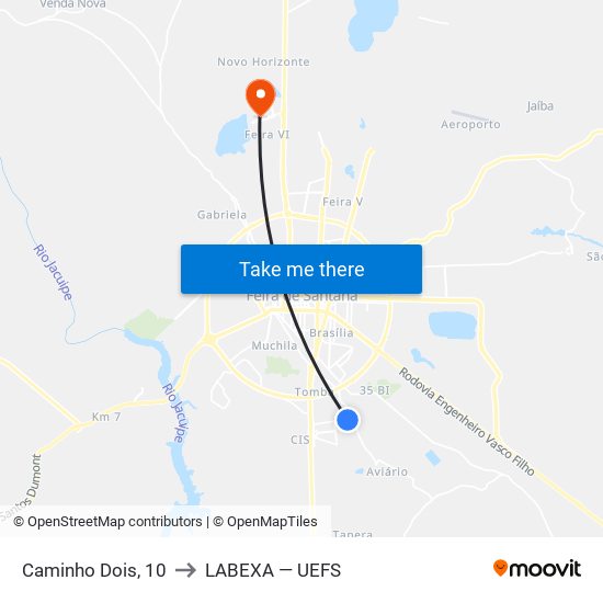 Caminho Dois, 10 to LABEXA — UEFS map