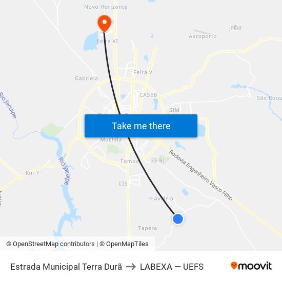 Estrada Municipal Terra Durã to LABEXA — UEFS map