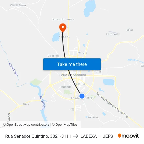 Rua Senador Quintino, 3021-3111 to LABEXA — UEFS map