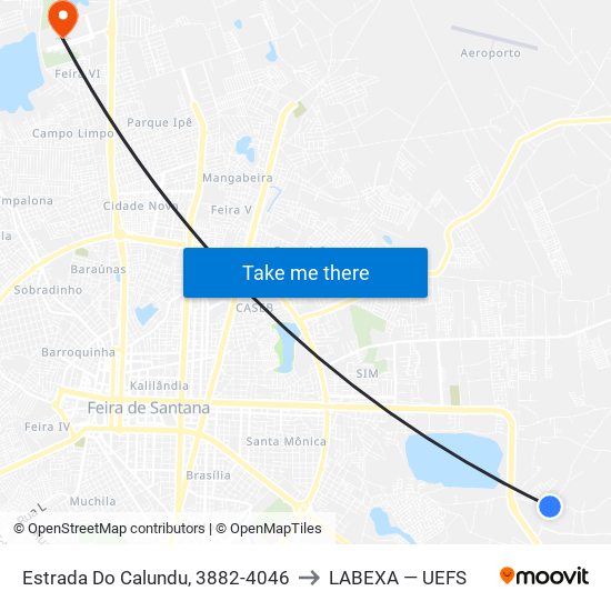Estrada Do Calundu, 3882-4046 to LABEXA — UEFS map