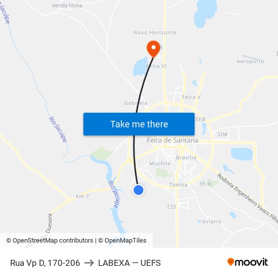 Rua Vp D, 170-206 to LABEXA — UEFS map