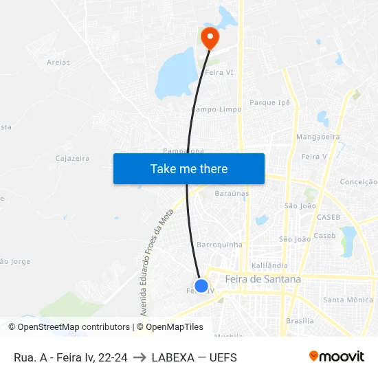 Rua. A - Feira Iv, 22-24 to LABEXA — UEFS map
