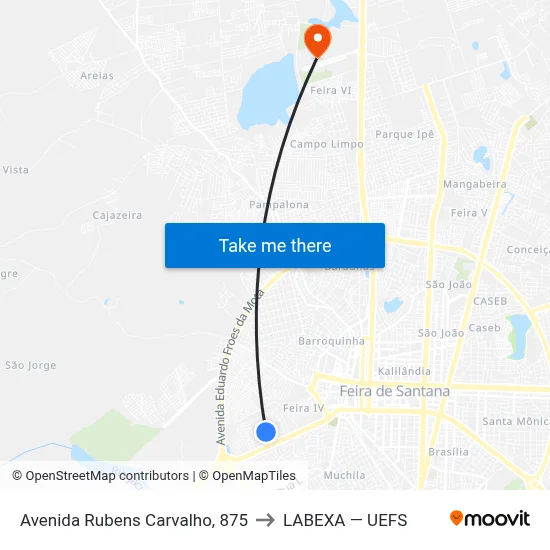 Avenida Rubens Carvalho, 875 to LABEXA — UEFS map
