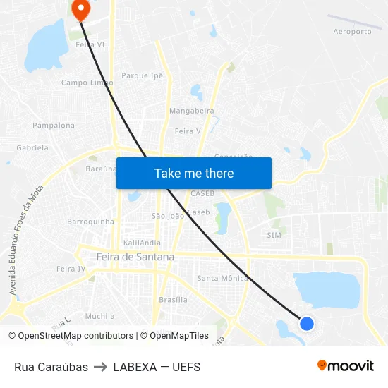 Rua Caraúbas to LABEXA — UEFS map