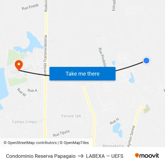 Condominio Reserva Papagaio to LABEXA — UEFS map