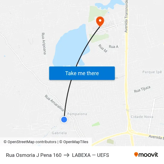 Rua Osmoria J Pena 160 to LABEXA — UEFS map