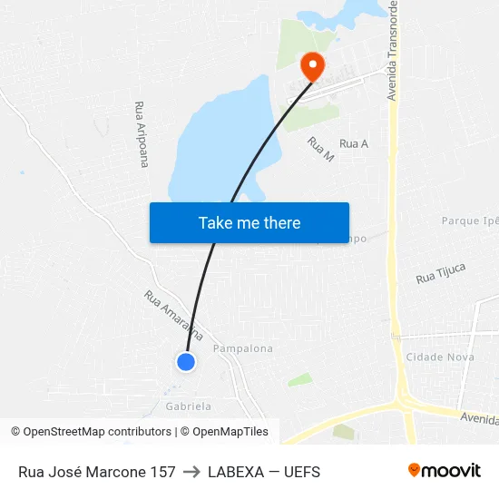 Rua José Marcone 157 to LABEXA — UEFS map