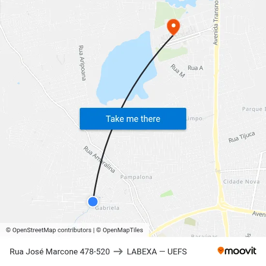 Rua José Marcone 478-520 to LABEXA — UEFS map