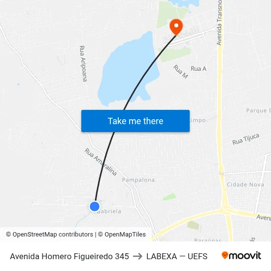 Avenida Homero Figueiredo 345 to LABEXA — UEFS map
