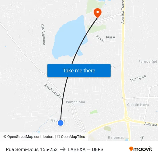 Rua Semi-Deus 155-253 to LABEXA — UEFS map
