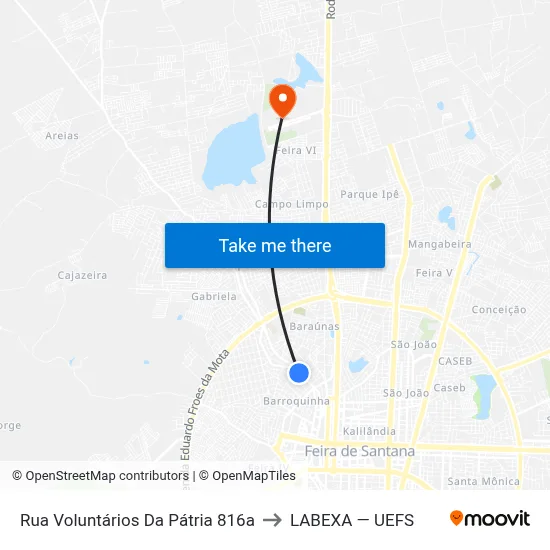 Rua Voluntários Da Pátria 816a to LABEXA — UEFS map