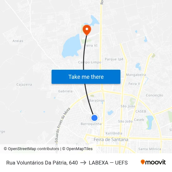 Rua Voluntários Da Pátria, 640 to LABEXA — UEFS map