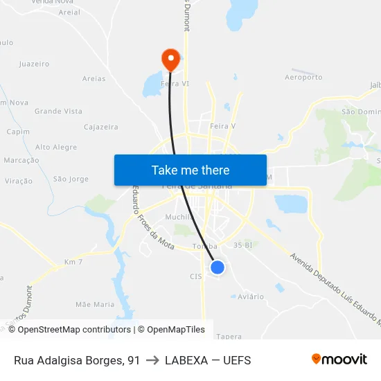 Rua Adalgisa Borges, 91 to LABEXA — UEFS map