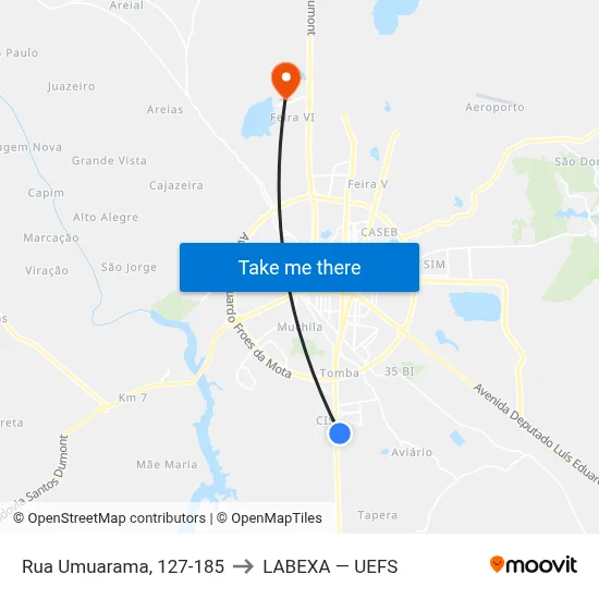 Rua Umuarama, 127-185 to LABEXA — UEFS map