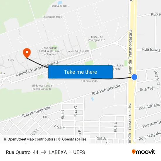 Rua Quatro, 44 to LABEXA — UEFS map