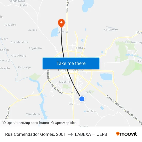 Rua Comendador Gomes, 2001 to LABEXA — UEFS map