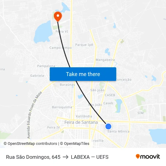 Rua São Domingos, 645 to LABEXA — UEFS map