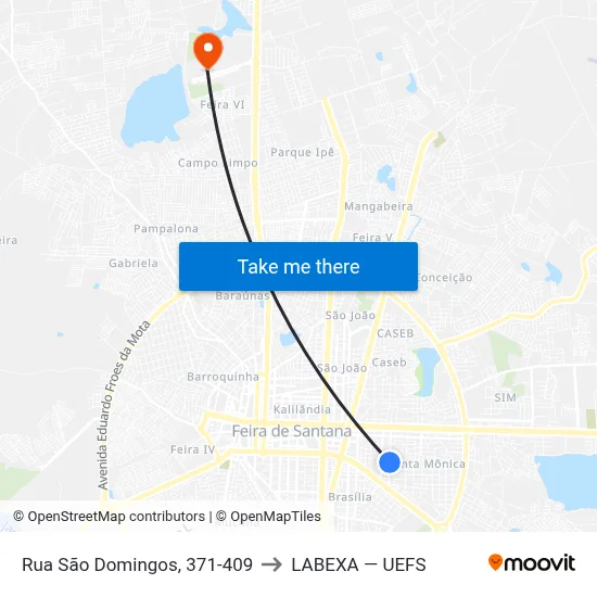 Rua São Domingos, 371-409 to LABEXA — UEFS map