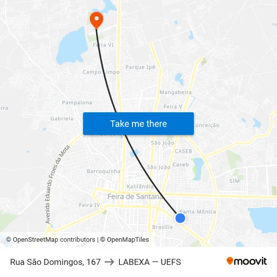 Rua São Domingos, 167 to LABEXA — UEFS map