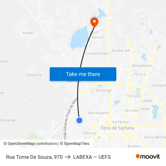 Rua Tome De Souza, 970 to LABEXA — UEFS map