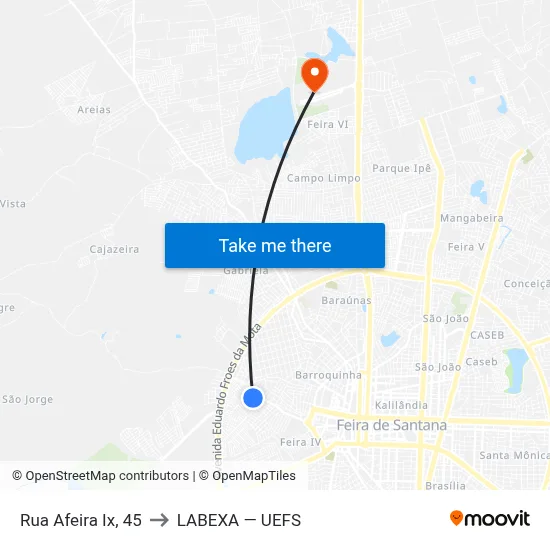 Rua Afeira Ix, 45 to LABEXA — UEFS map