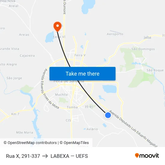 Rua X, 291-337 to LABEXA — UEFS map
