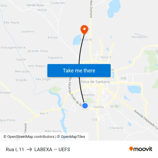 Rua I, 11 to LABEXA — UEFS map