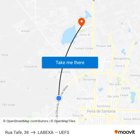 Rua Tafe, 38 to LABEXA — UEFS map