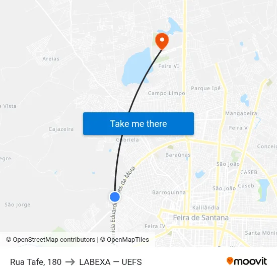 Rua Tafe, 180 to LABEXA — UEFS map
