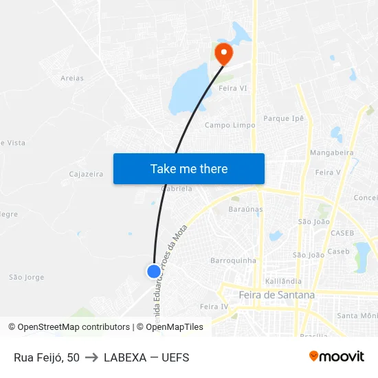 Rua Feijó, 50 to LABEXA — UEFS map