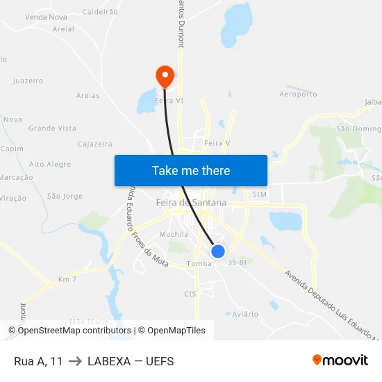 Rua A, 11 to LABEXA — UEFS map