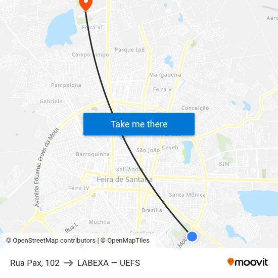 Rua Pax, 102 to LABEXA — UEFS map