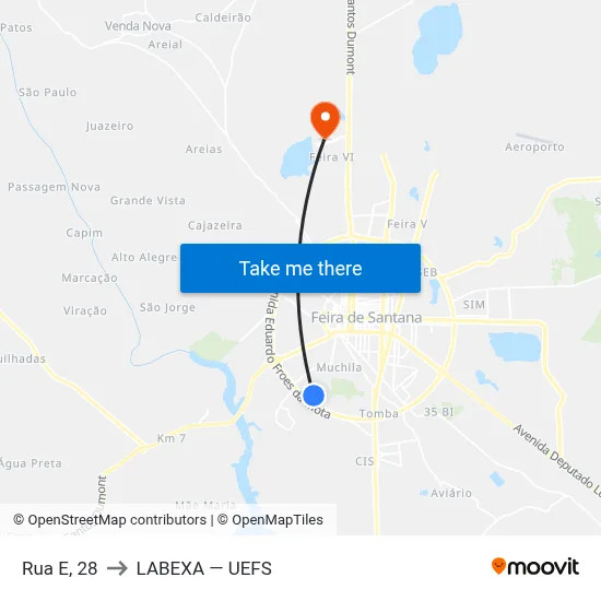 Rua E, 28 to LABEXA — UEFS map