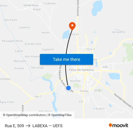 Rua E, 509 to LABEXA — UEFS map