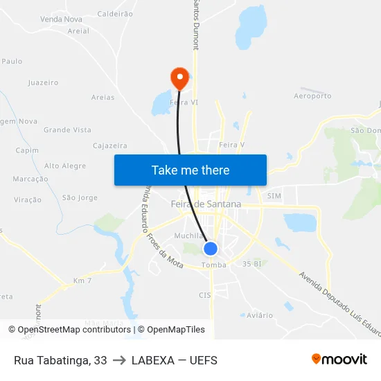 Rua Tabatinga, 33 to LABEXA — UEFS map