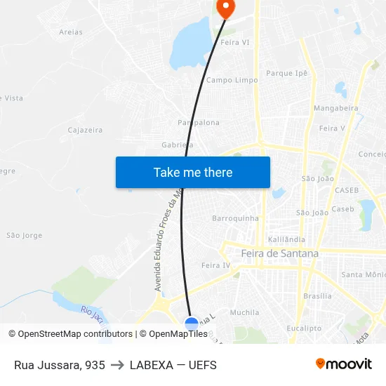 Rua Jussara, 935 to LABEXA — UEFS map