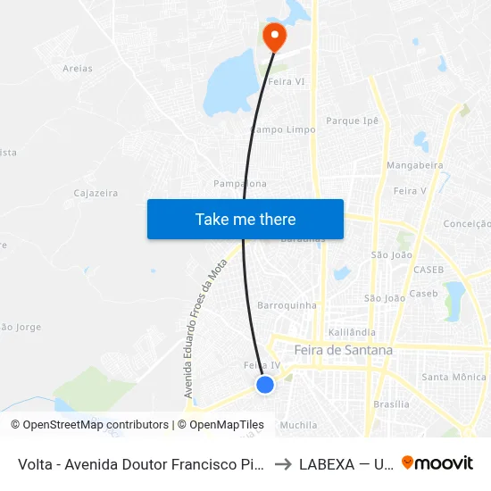 Volta - Avenida Doutor Francisco Pinto, 368 to LABEXA — UEFS map