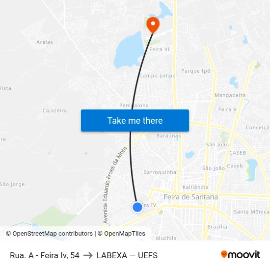 Rua. A - Feira Iv, 54 to LABEXA — UEFS map