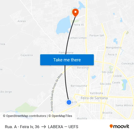 Rua. A - Feira Iv, 36 to LABEXA — UEFS map