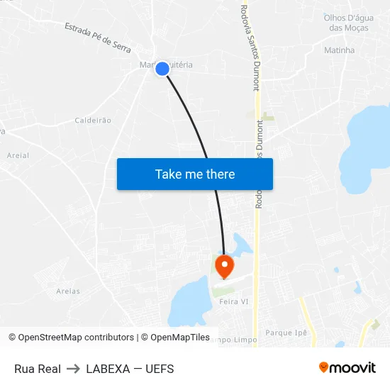 Rua Real to LABEXA — UEFS map