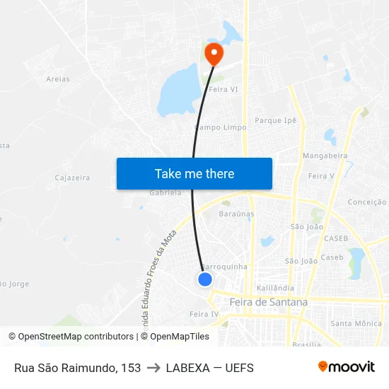 Rua São Raimundo, 153 to LABEXA — UEFS map