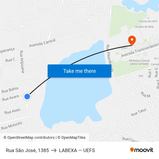 Rua São José, 1385 to LABEXA — UEFS map