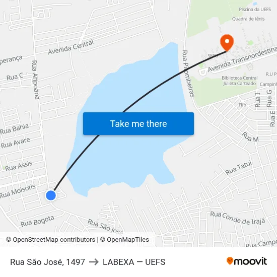 Rua São José, 1497 to LABEXA — UEFS map