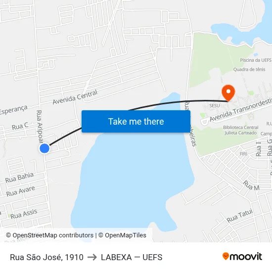Rua São José, 1910 to LABEXA — UEFS map
