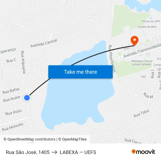 Rua São José, 1405 to LABEXA — UEFS map