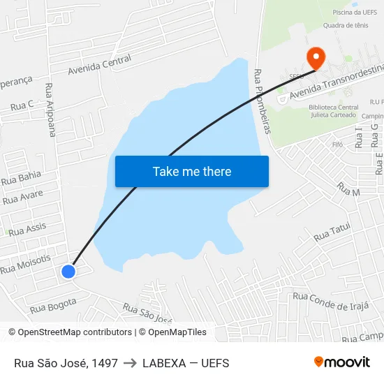 Rua São José, 1497 to LABEXA — UEFS map