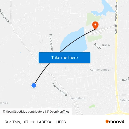 Rua Taio, 107 to LABEXA — UEFS map