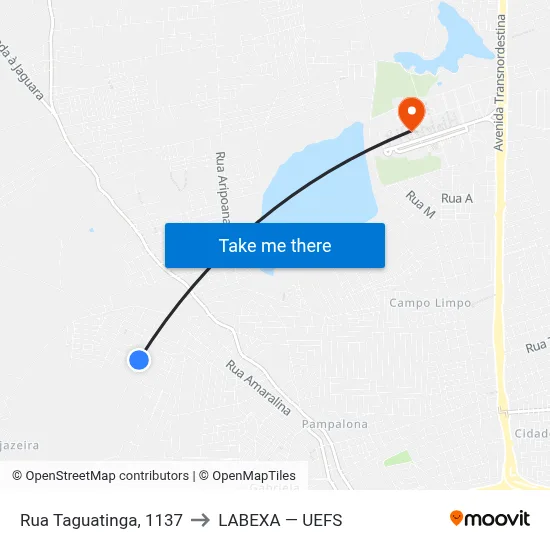 Rua Taguatinga, 1137 to LABEXA — UEFS map