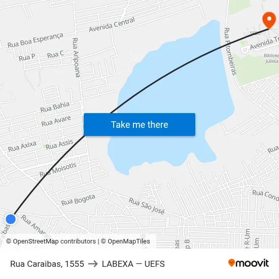 Rua Caraibas, 1555 to LABEXA — UEFS map